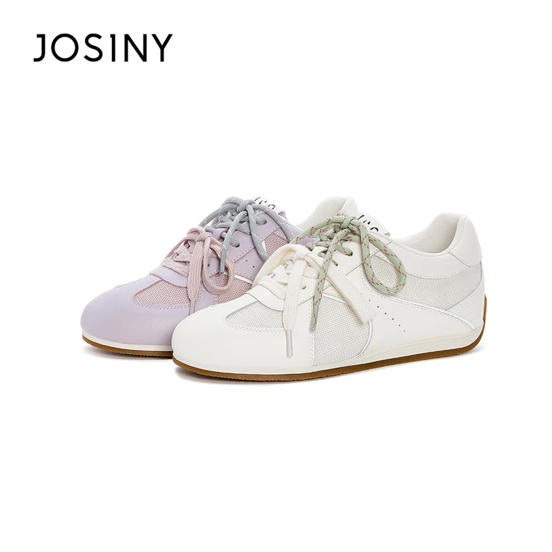 卓诗尼小白鞋女2025春夏季新款女鞋圆头复古德训鞋休闲平底鞋百搭