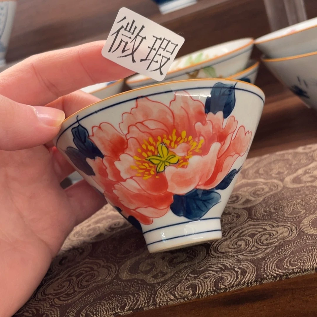 釉下手绘茶具微瑕