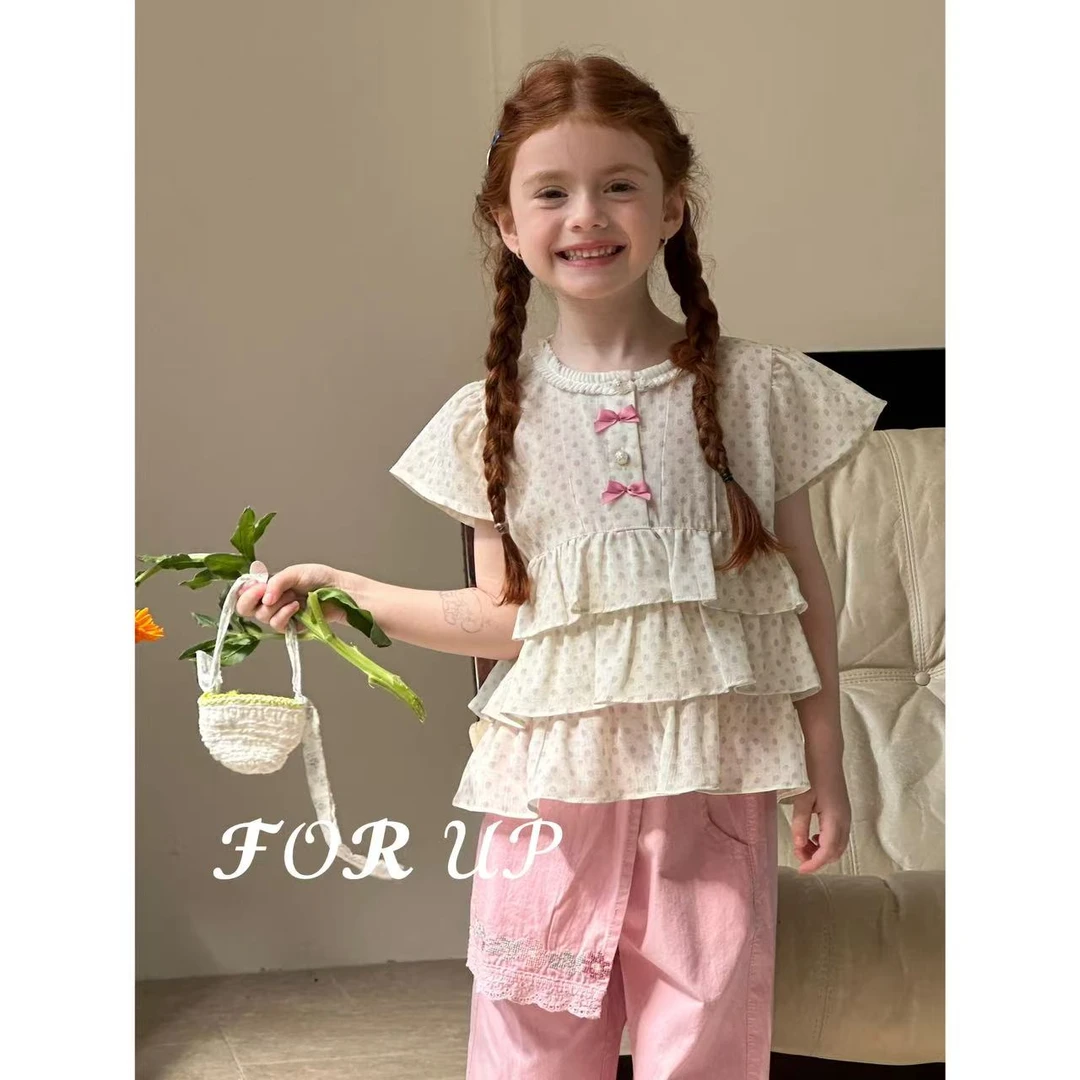 【现货】252-FU-85070圆点法式妮娜彩虹波点蝴蝶结蛋糕上衣