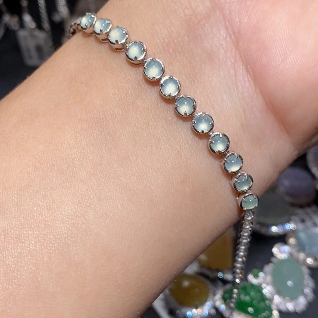 翡翠手链银S925镶嵌j k ko