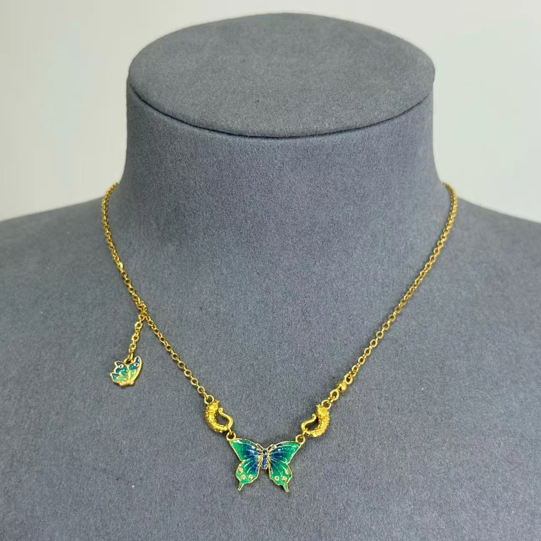 坠链均足银 春彩双色鱼尾蝴蝶吊坠