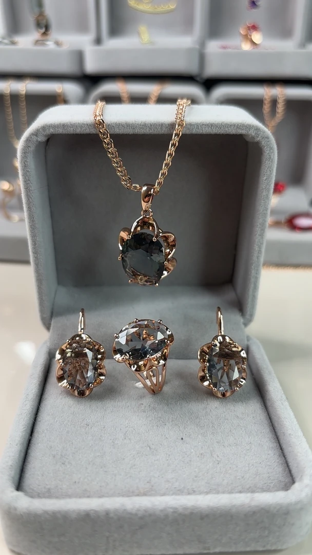 铜合金锆石吊坠 镀俄罗斯585紫金首饰套装