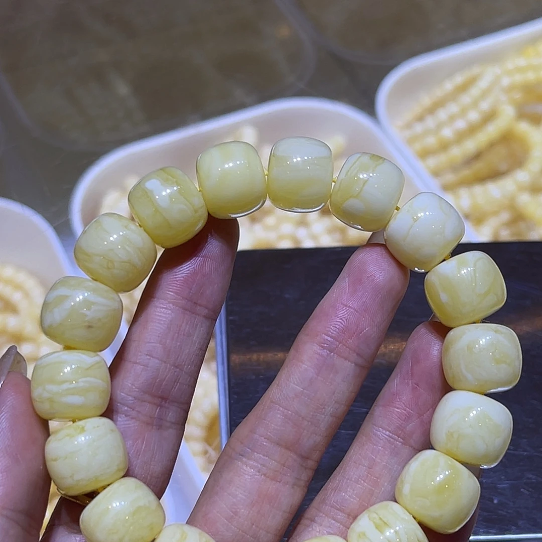 琥珀未镶嵌手链蜜蜡手串14.5