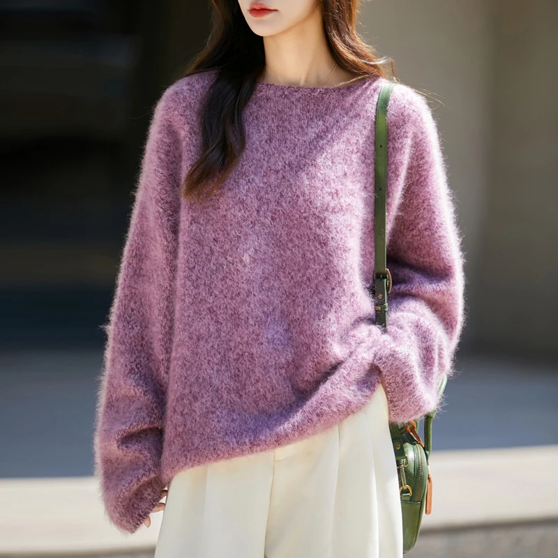 【美爆了】无缝7针加厚花纱拉绒针织衫长毛拉绒宽松打底羊毛衫