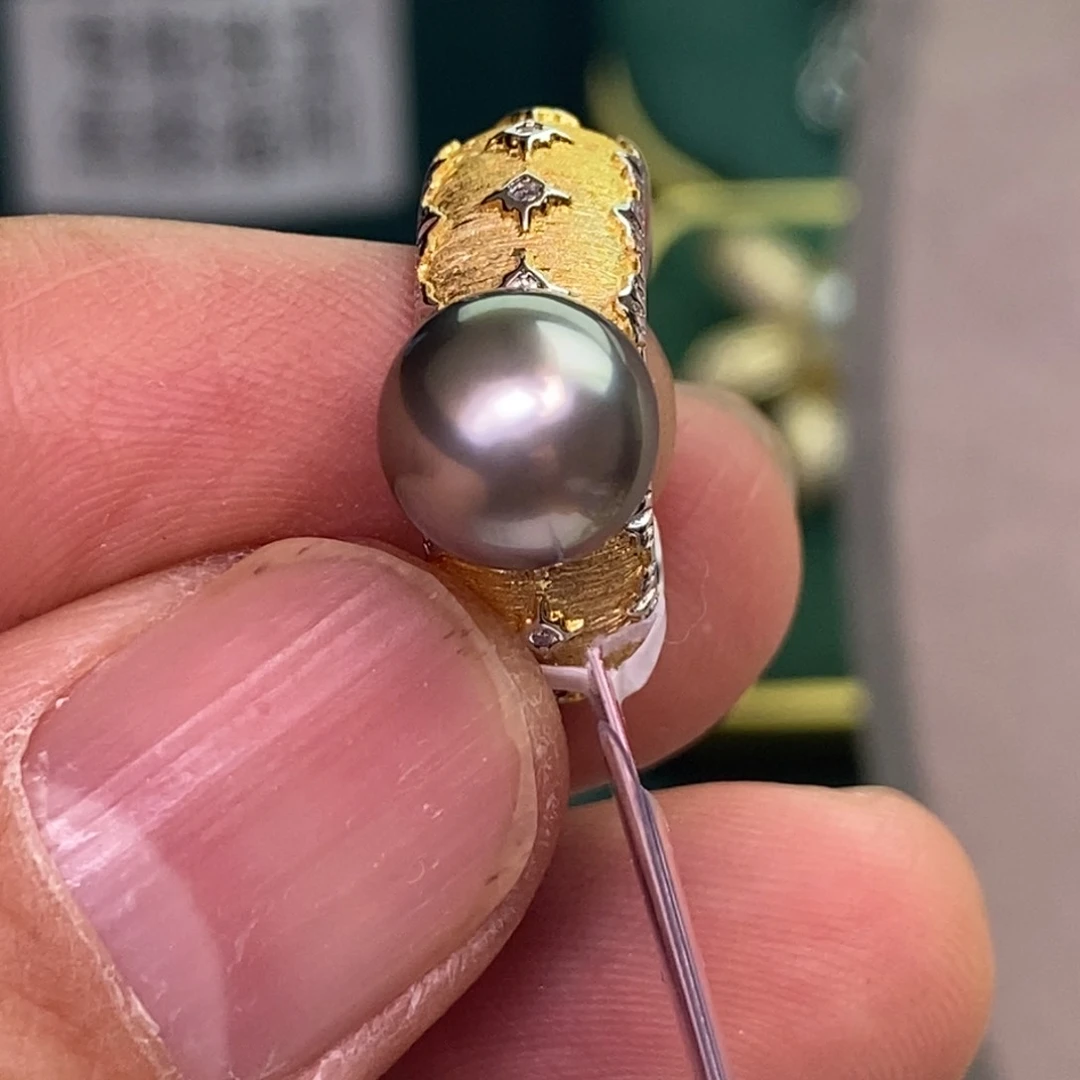 银S925镶嵌戒指海水珍珠