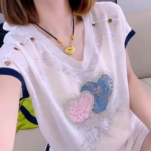 韩版时尚百搭冰丝毛针织衫女短袖夏季新款今年流行爆款设计感上衣