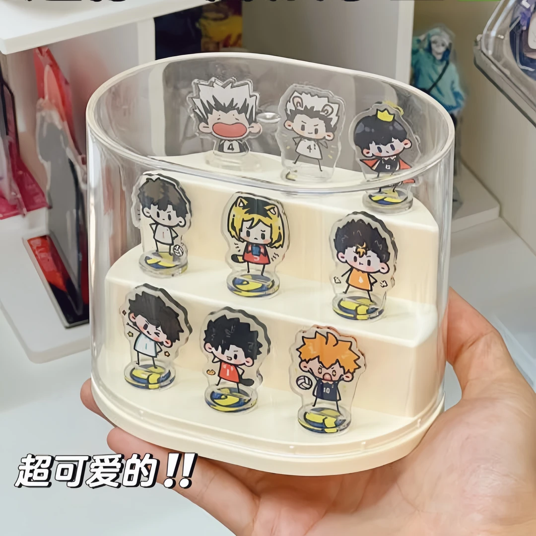 透明桌面立牌展示盒萌粒收纳盒小摆件展示架迷你小痛柜亚克力收纳