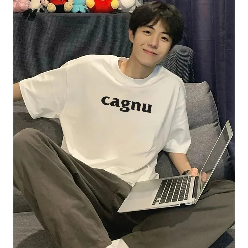 labzaa美式潮牌简约字母印花短袖t恤男女夏季休闲纯棉情侣款上衣