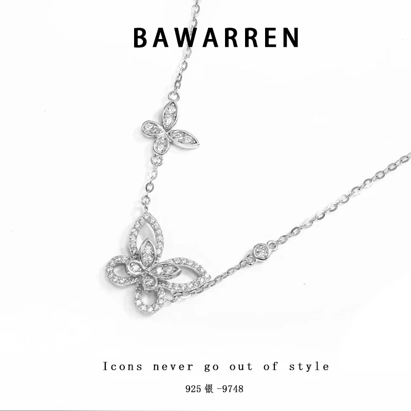 Bawarren 坠链均925银 9748-幻影蝴蝶简约气质时尚百搭项链轻奢