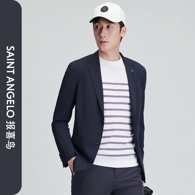 报喜鸟冬季新款男士商务休闲运动西服上衣时尚外套单西便西蓝色男