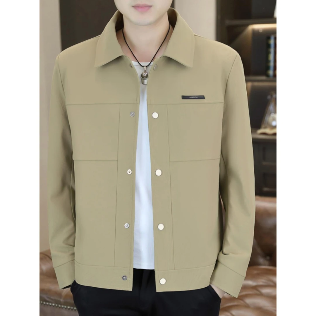 奥莱正品2026年新款潮流翻领夹克男士春秋季休闲轻商务外套工装茄