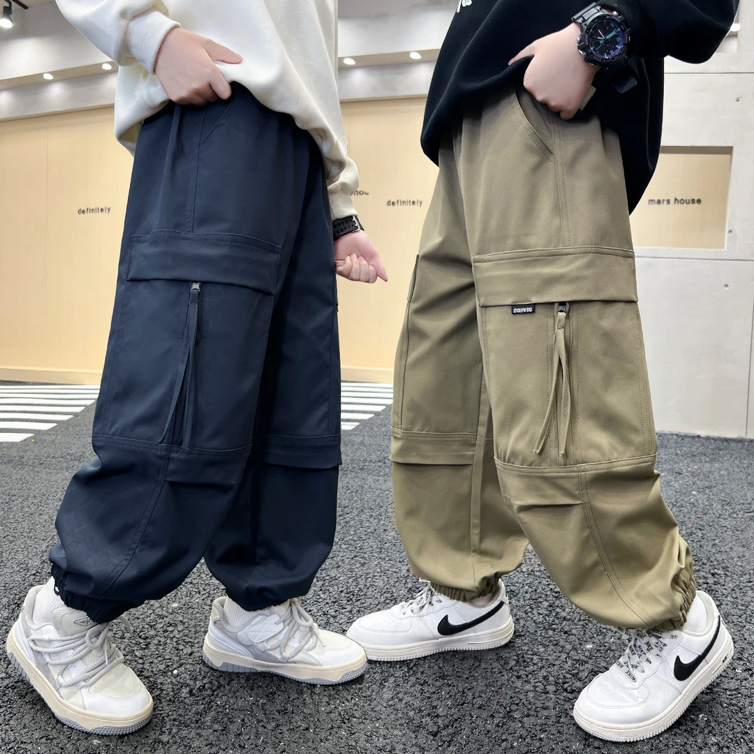 男童裤子春秋工装裤2025新款儿童秋装韩版中大童男孩秋季休闲长裤