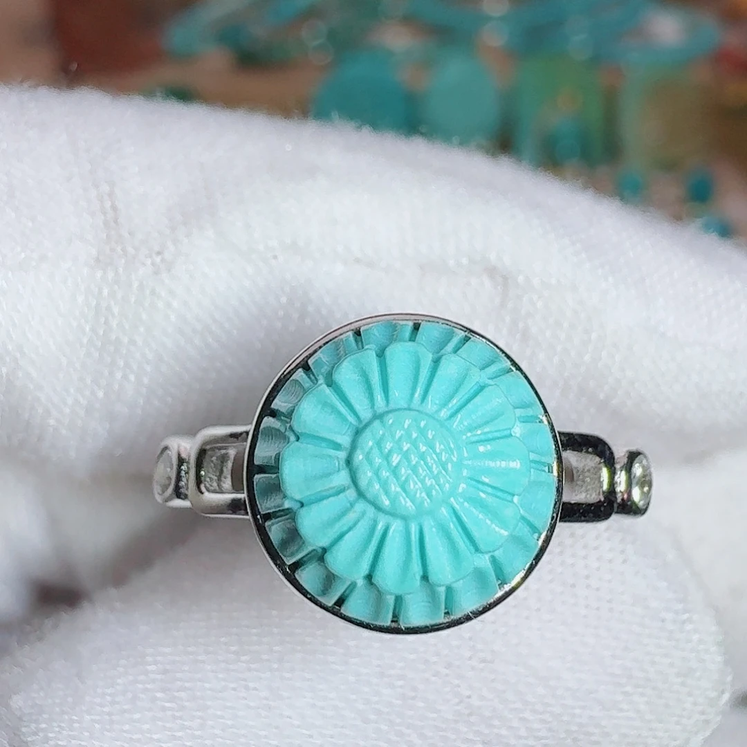 绿松石银S925镶嵌戒指