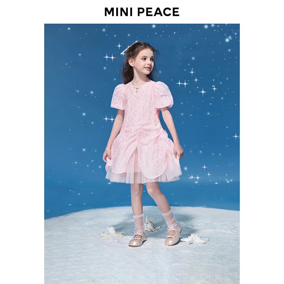 【时尚系列】MINIPEACE太平鸟童装女童泡泡袖连衣裙夏新中式裙子