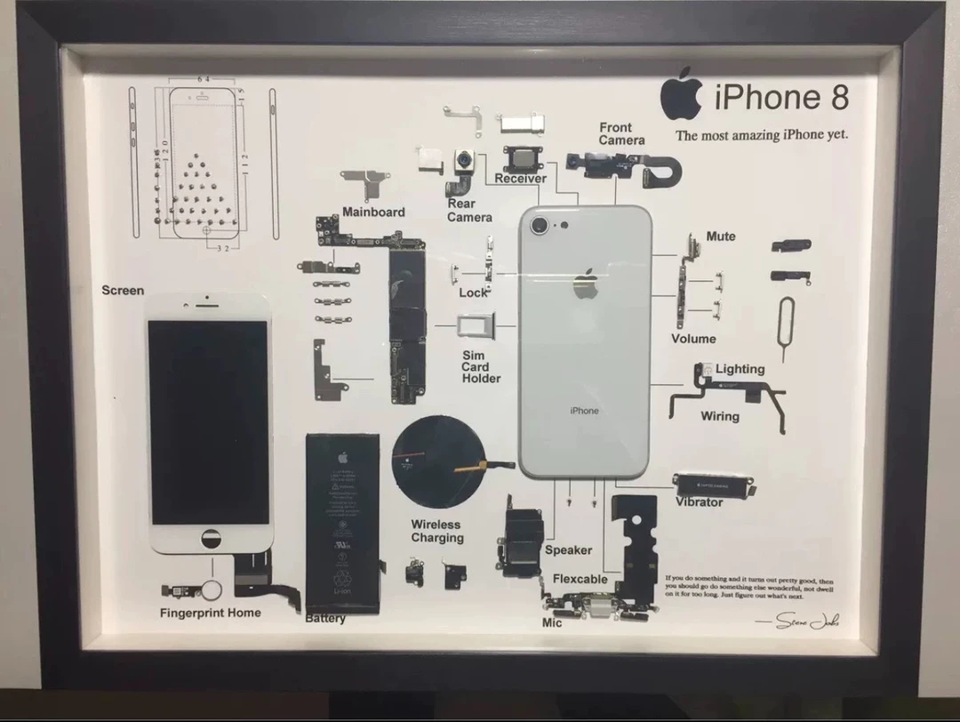 99新 Apple/苹果 苹果8代画框手机拆机标本手机配件