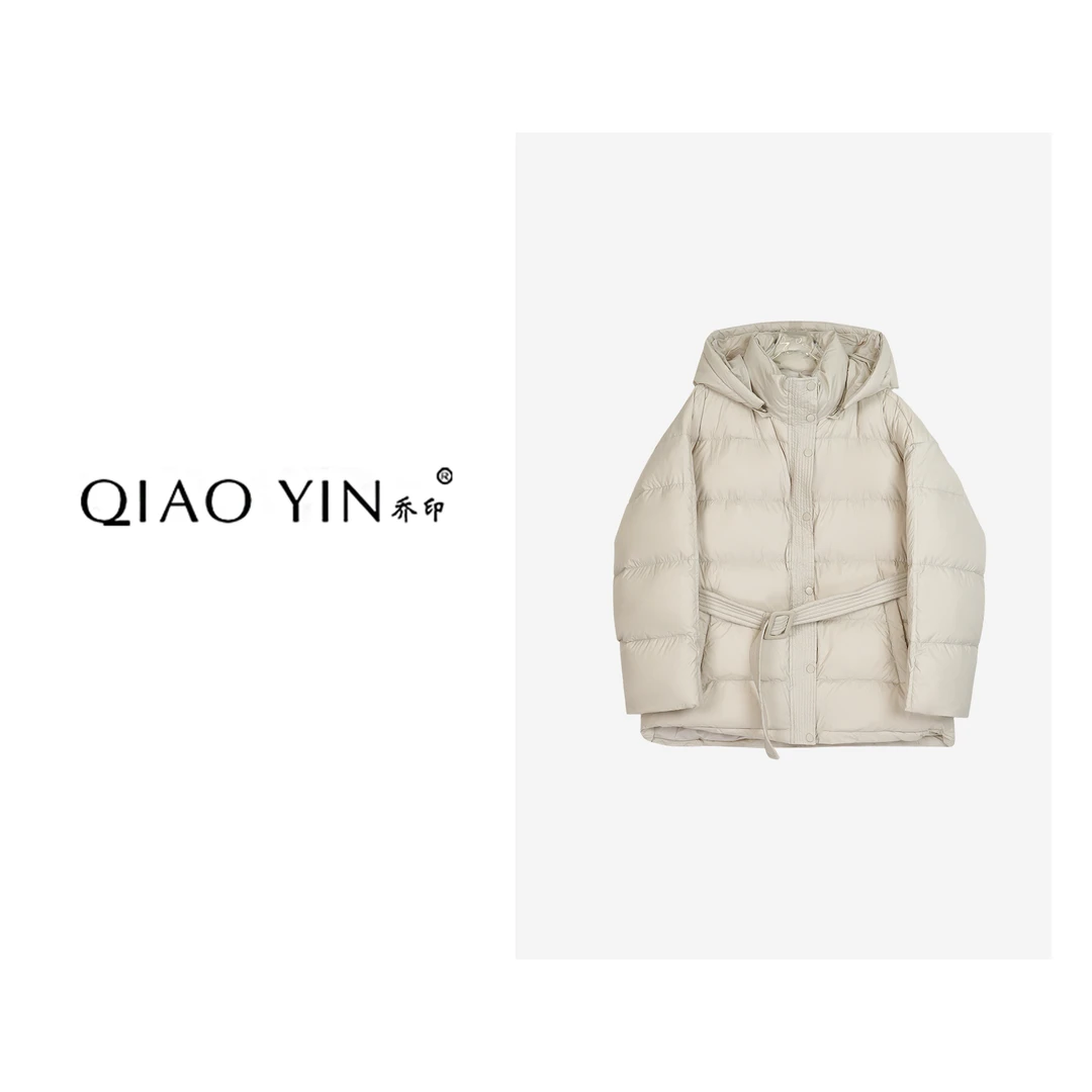 QIAO YIN“羽绒服”女款短款时尚休闲女士连帽保暖冬季QY26326