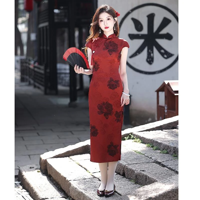 红色旗袍2025新款夏季改良年轻款高考送考旗开得胜平时可穿新中式