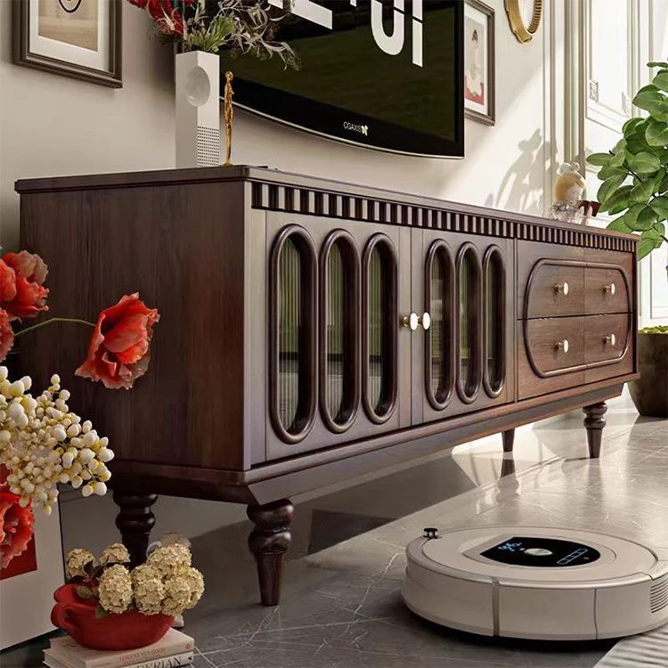 2025新款美式复古纯实木茶几电视机柜组合法式储物柜客厅全套家具