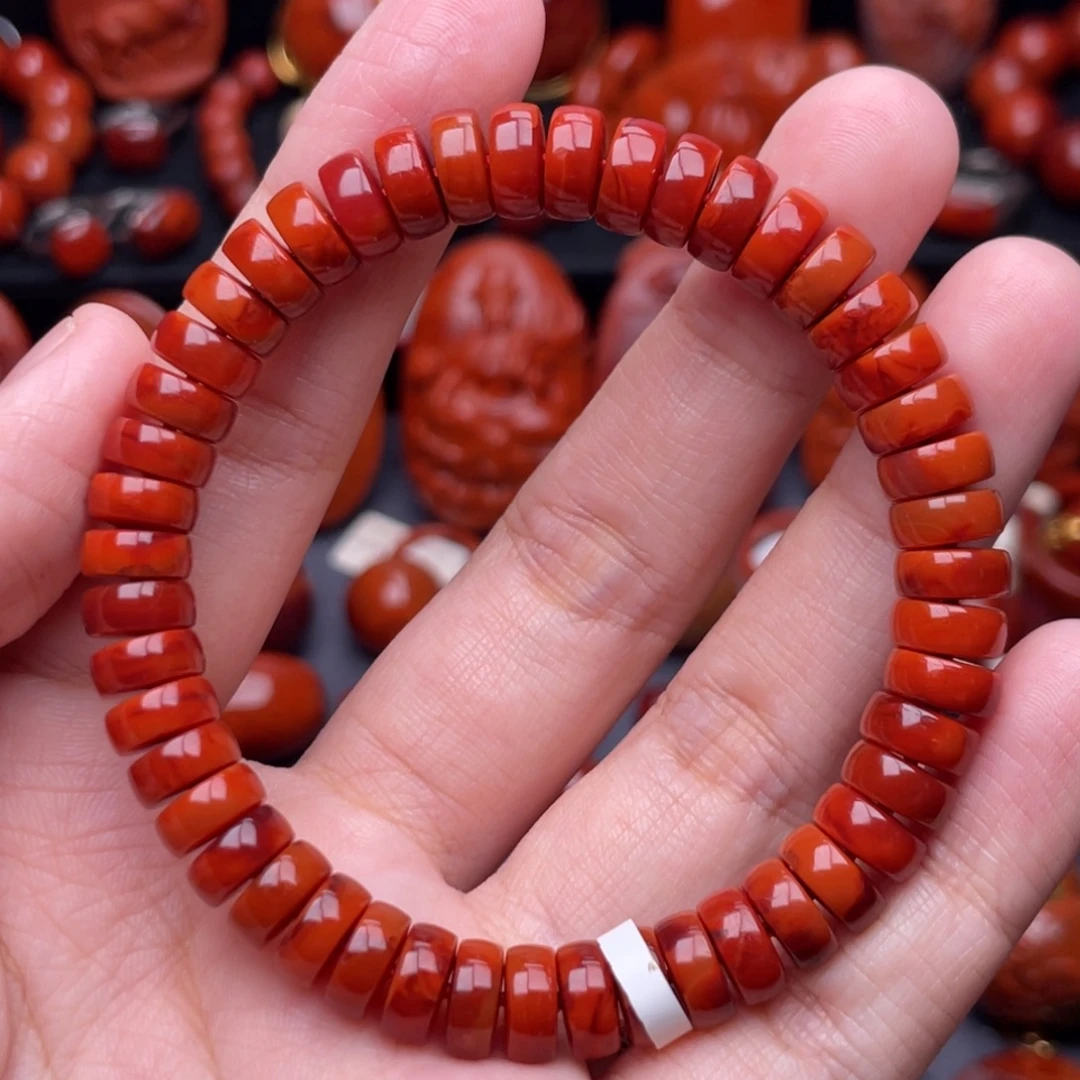 南红玛瑙未镶嵌珠宝奇石单圈8.5mm