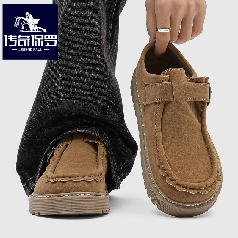 传奇保罗正版勃肯男鞋冬季翻毛皮懒人鞋男生潮牌超火休闲低帮板鞋