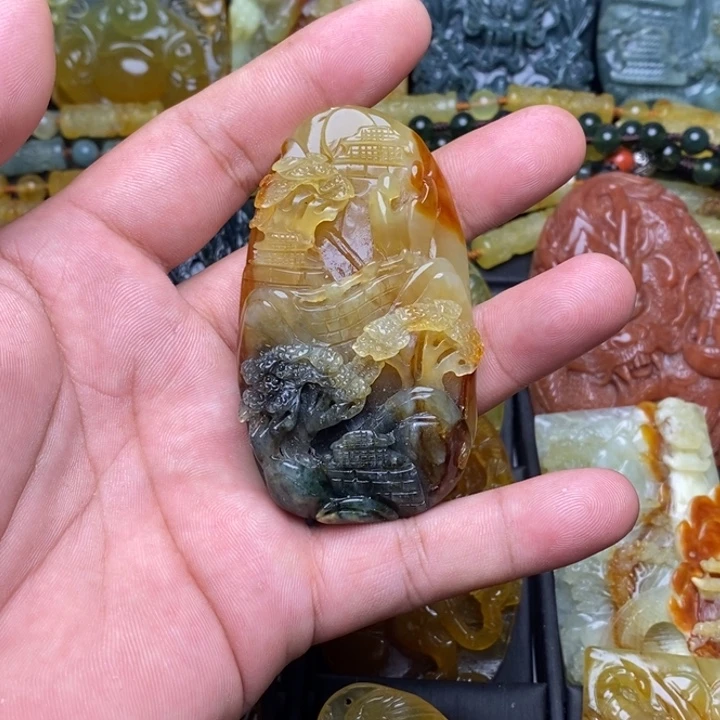建***帘蛇纹石玉未镶嵌颈饰