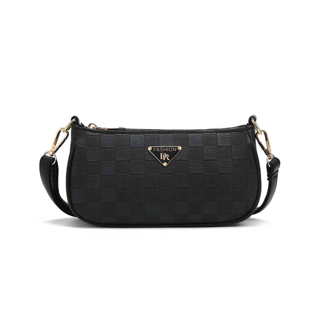 新款女士棋盘格单肩斜挎小方包