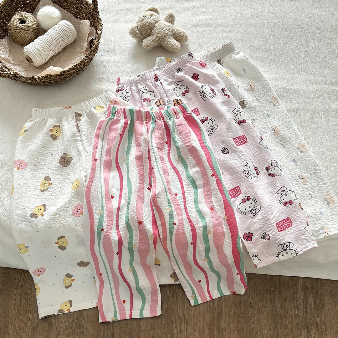 【欧若风】儿童卡通夏季休闲裤空调裤宝宝洋气女童印花薄款宽松