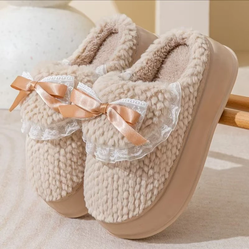 厚底棉拖鞋女款2024新款居家可爱加绒毛绒拖鞋冬季保暖棉拖鞋防滑