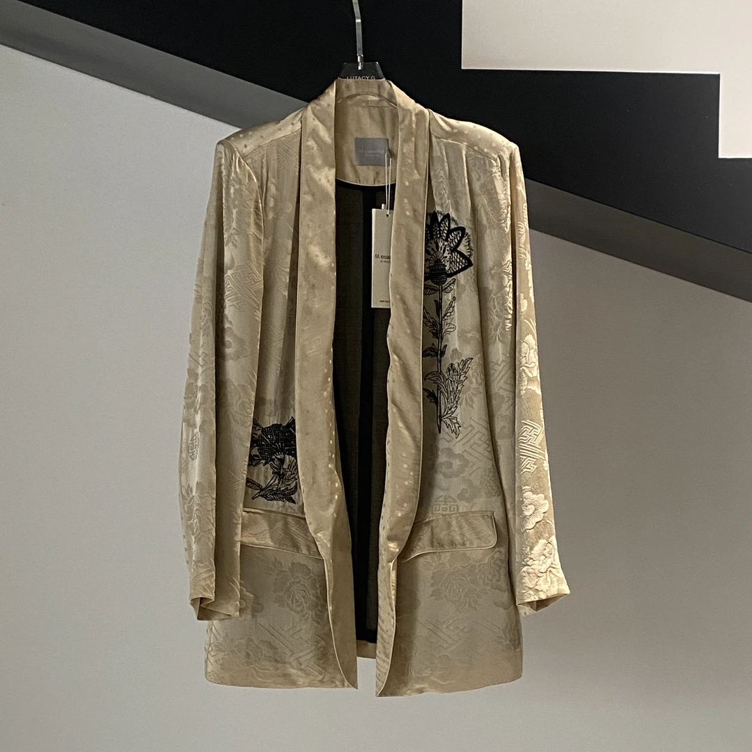 Messential W156凝杏提花西装