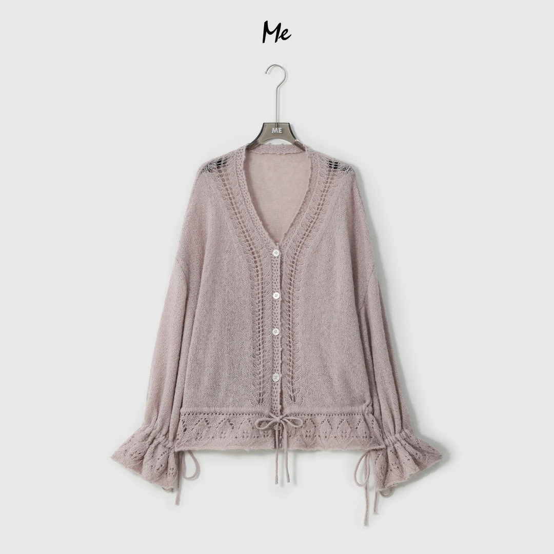 ME【云上芭蕾】绵羊毛混纺镂空抽绳透气时尚百搭休闲毛衣MESA0840