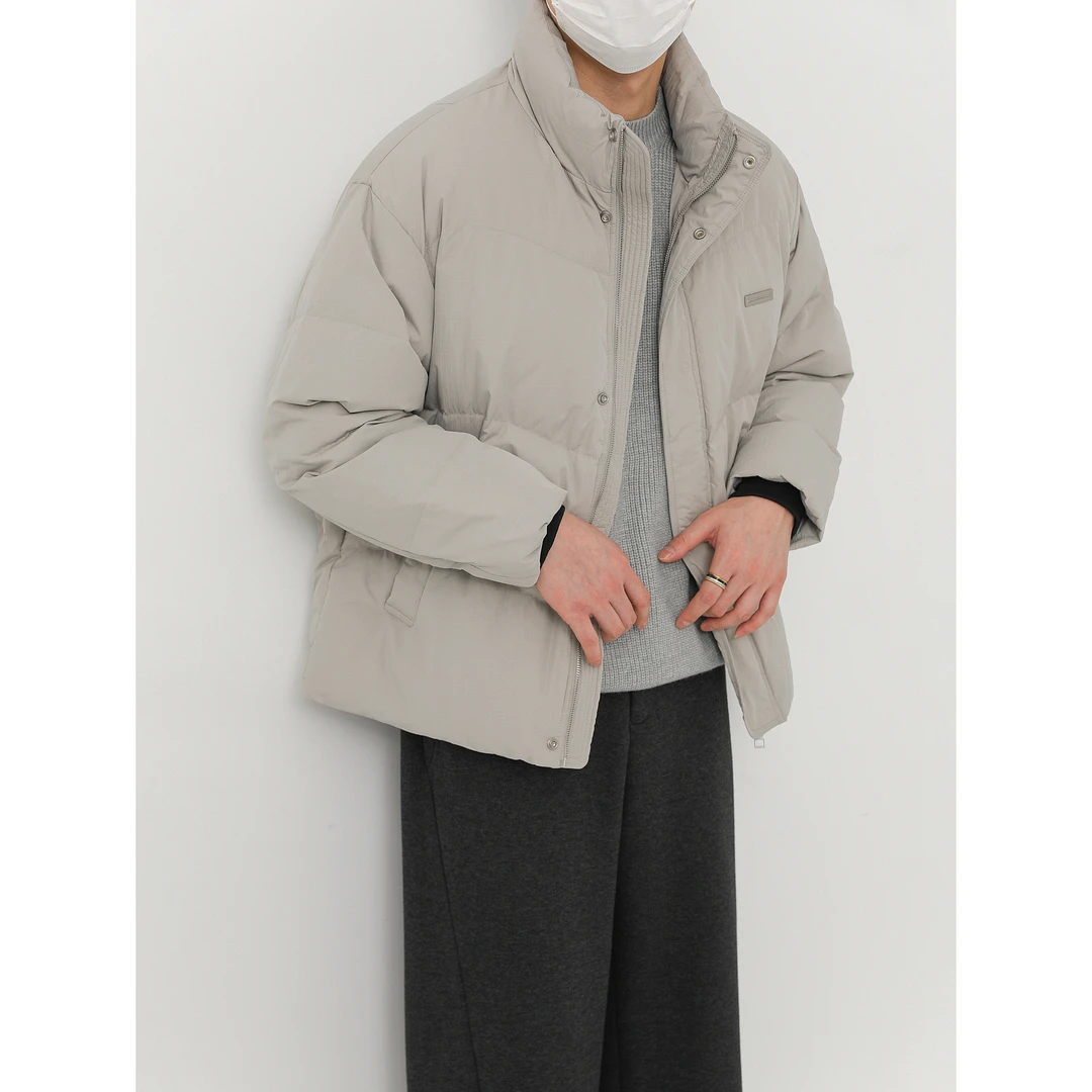 卓卓韩版冬季短款立领羽绒服 男士高级感宽松加厚保暖白鸭绒外套