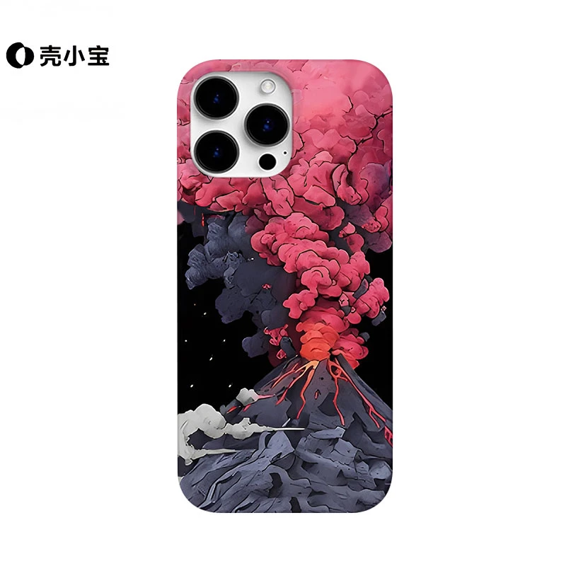 粉色火焰山适用苹果16pro手机壳iphone15promax创意14p/13/12个性