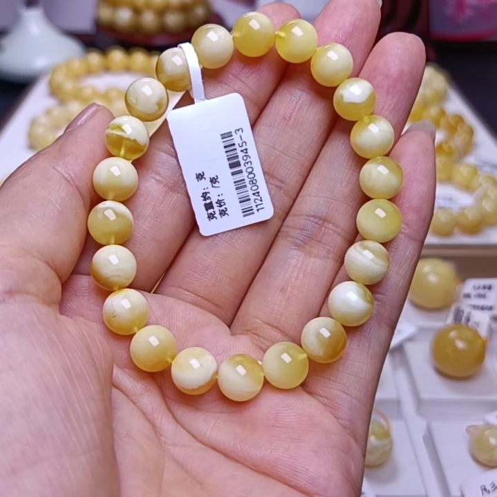未镶嵌蜜蜡手串8+圆珠手串