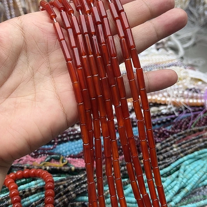 未镶嵌玛瑙/玉髓珠宝半成品一条4/13mm玛瑙管珠