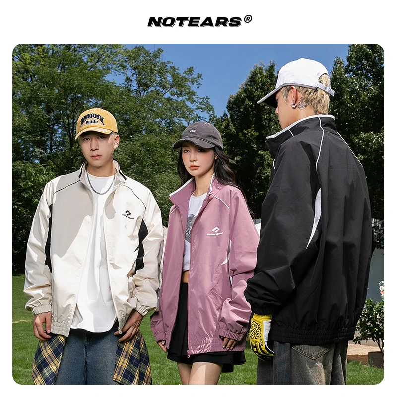Notears 没有眼泪 美式拼接男女同款夹克情侣款上衣6626A