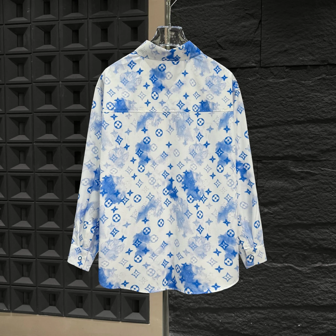 SP-921-夏季新款扎染印花立领男士衬衫长袖男女同款轻奢户外透气