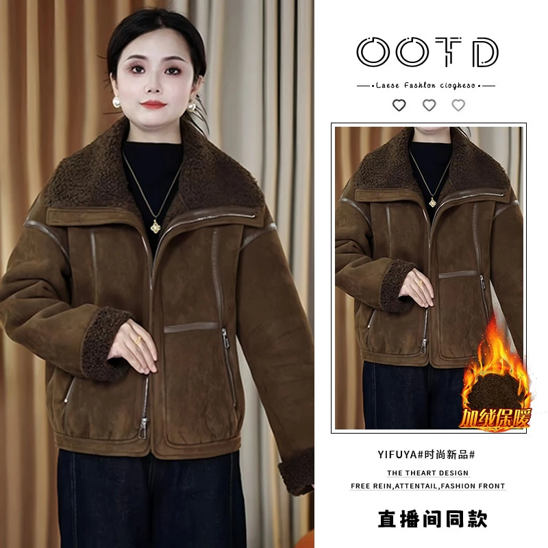 小个子时尚百搭长袖短外套女2025年冬季新款减龄休闲加棉加厚上衣