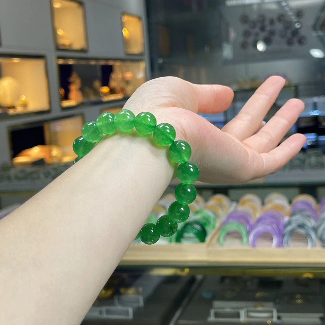 老矿料满绿辣绿正冰手串