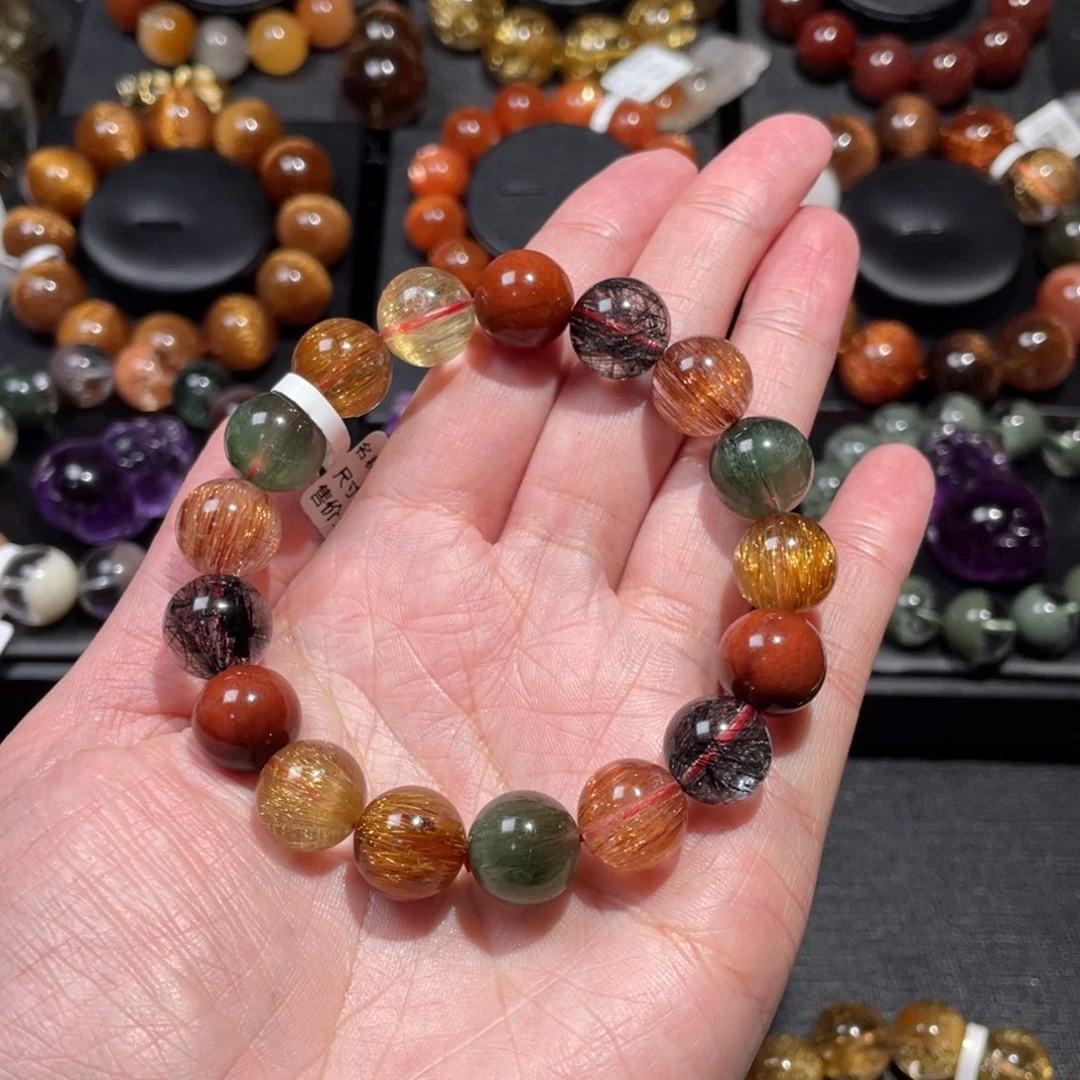 水晶手链未镶嵌李*豆彩发12mm