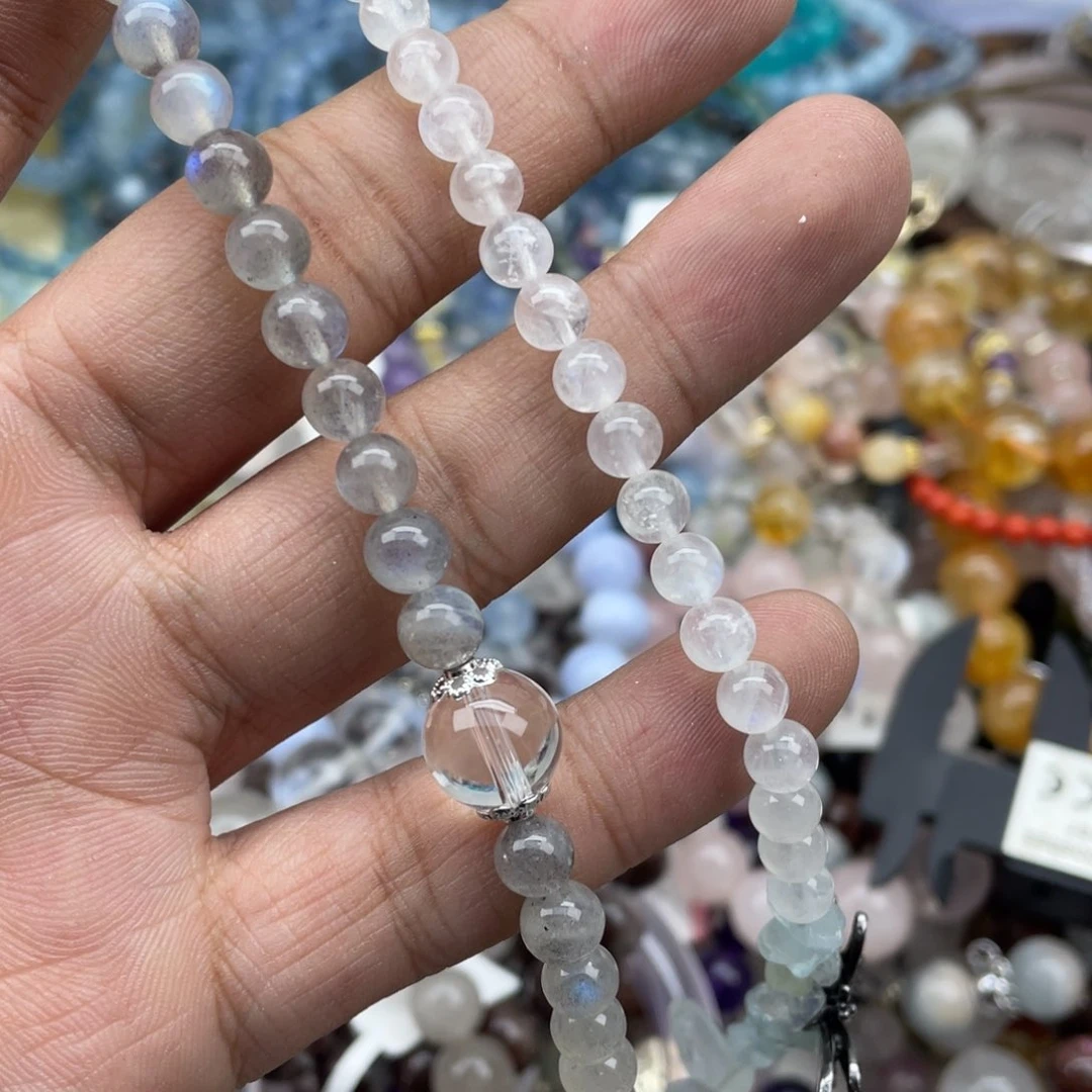 银S925镶嵌手链烟晶