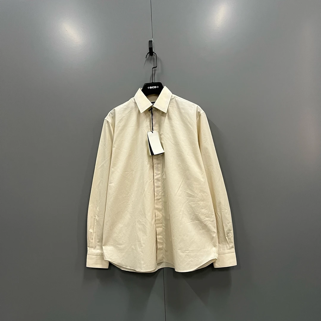 99新 FENDI/芬迪 h925 米黄色长袖衬衫 38码 008637