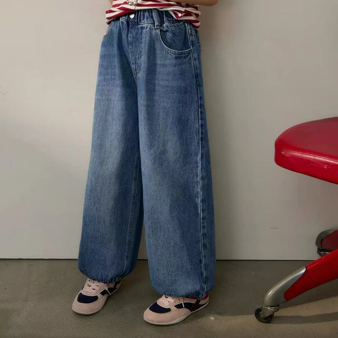 牛仔裤童装春季女秋季老爹裤直筒中腰百搭no退no换