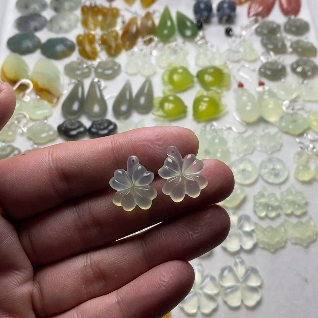 蛇纹石玉合金耳饰/颈饰