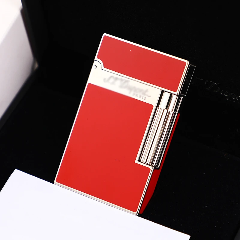 库存新未使用都家L2大号中国红银边双火男士送礼高级打火机016396