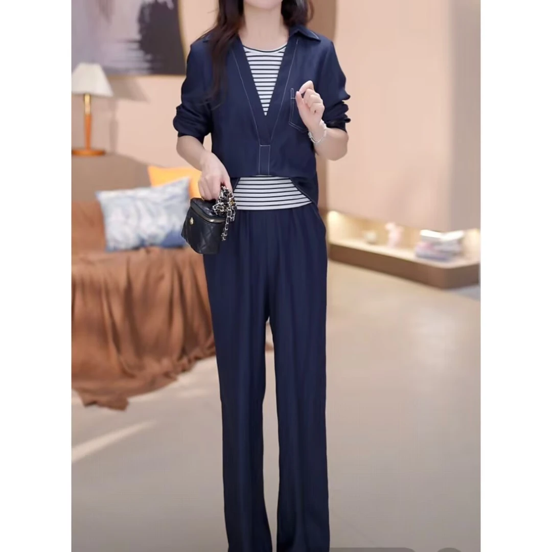 新款牛仔两件套套装时尚牛仔外套直筒牛仔裤套裤显瘦穿搭女