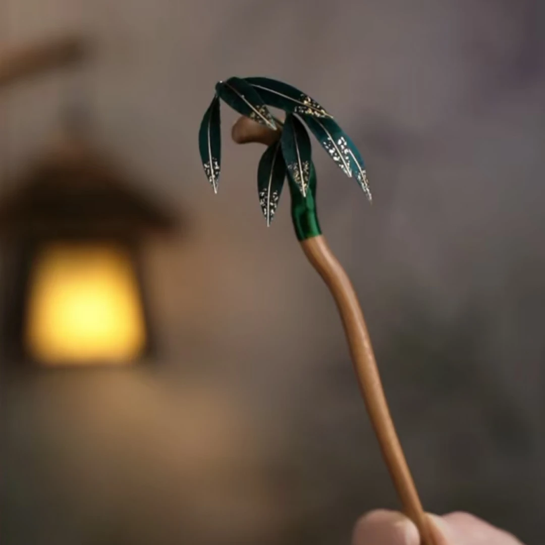 【竹】盘发簪子桑蚕丝绒花古典素雅日常百搭款新中式盘发发簪