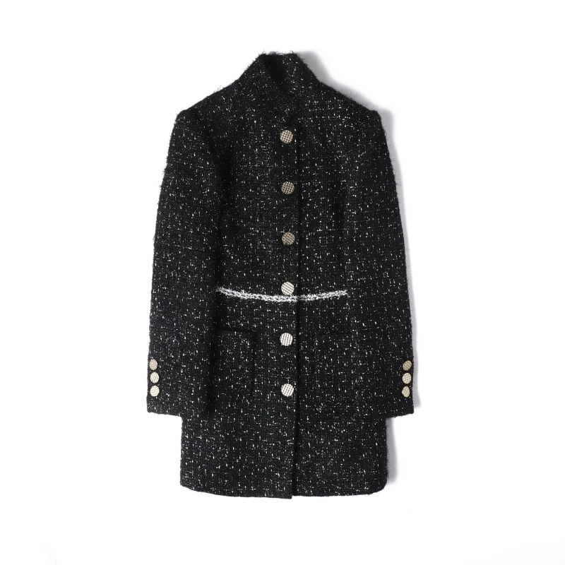 【李李推荐】2024秋冬新款小立领气质名媛保暖防风中长款外套2800