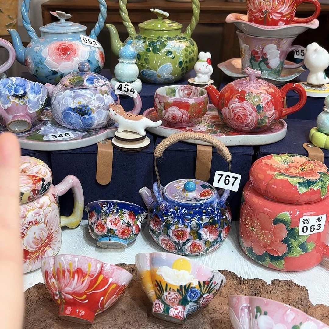 景德镇手绘高温釉下彩陶瓷茶具