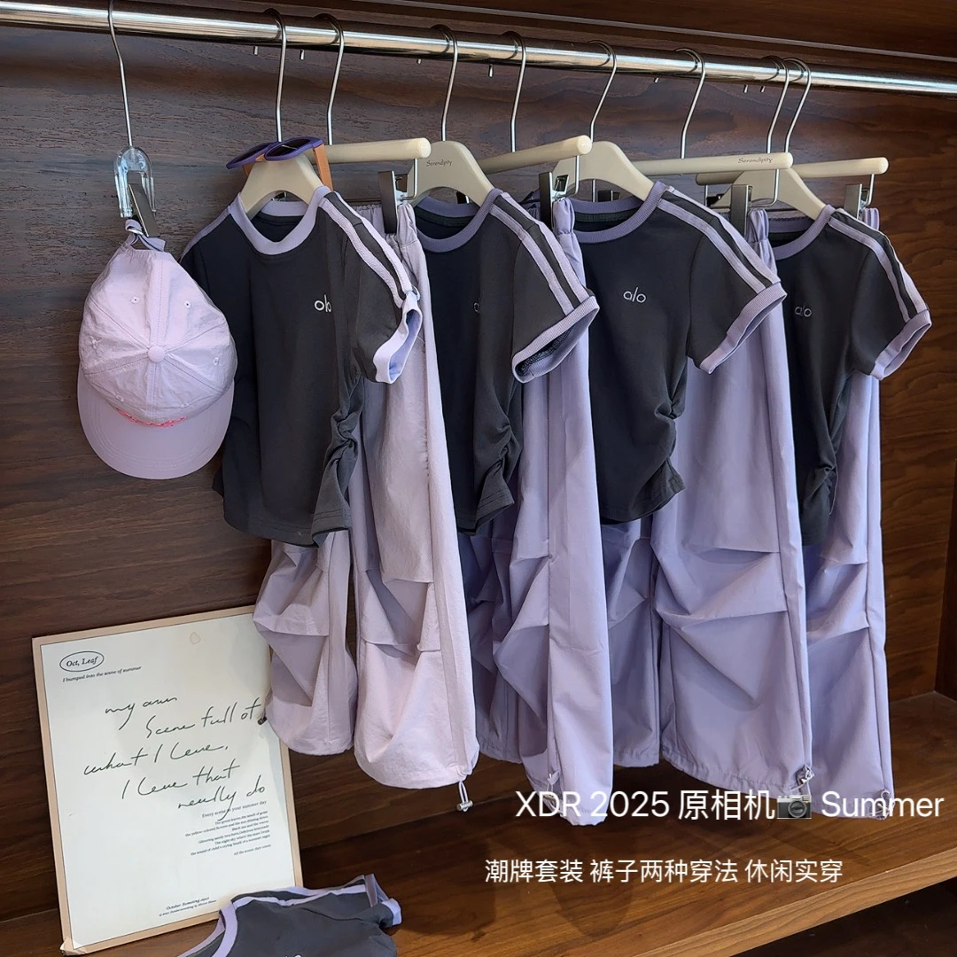 【小大人】薄款套头纯色运动夏季韩版套装上衣休闲裤子女童圆领2668