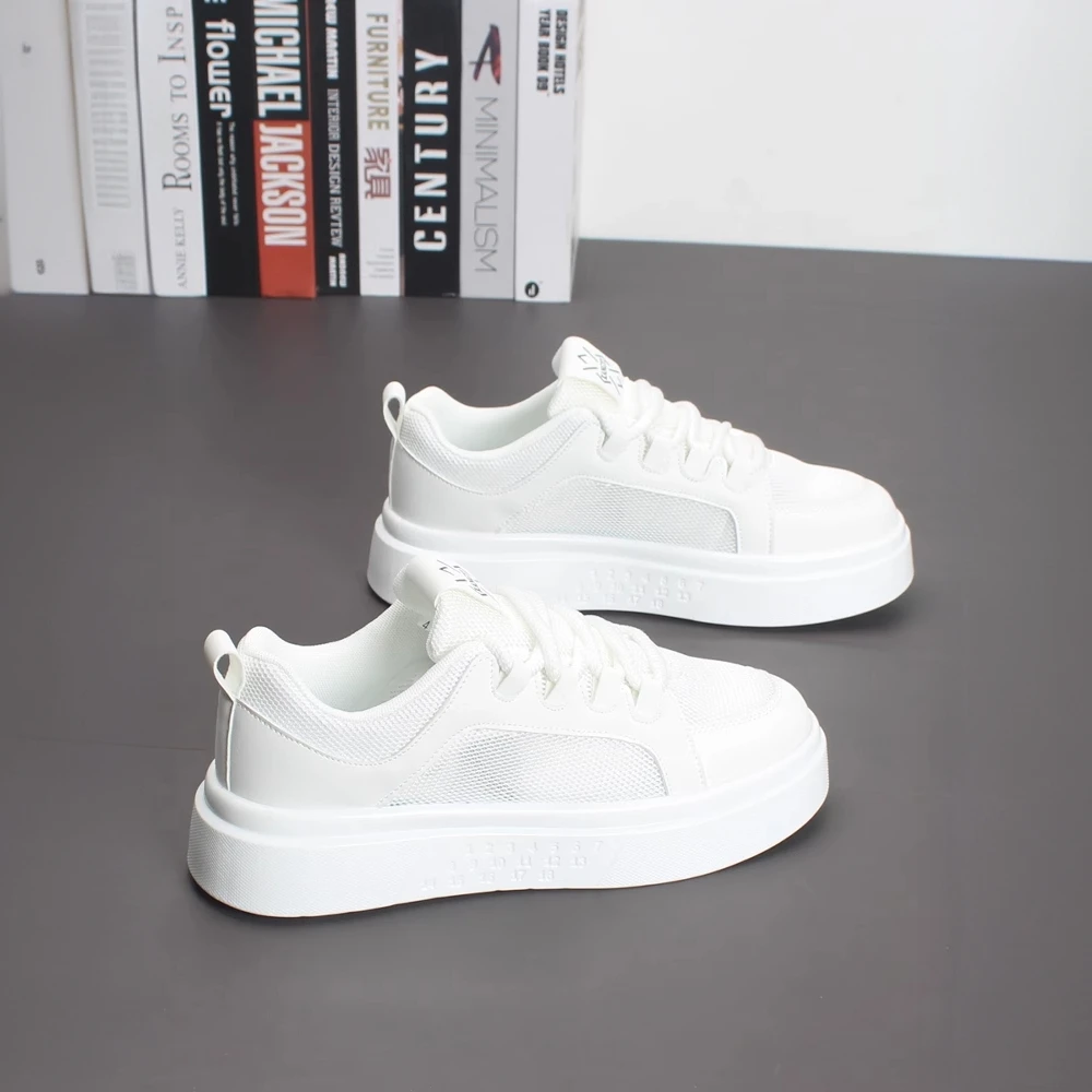 夏季网面透气小白鞋韩版低帮系带百搭休闲鞋松糕底百搭板鞋男款